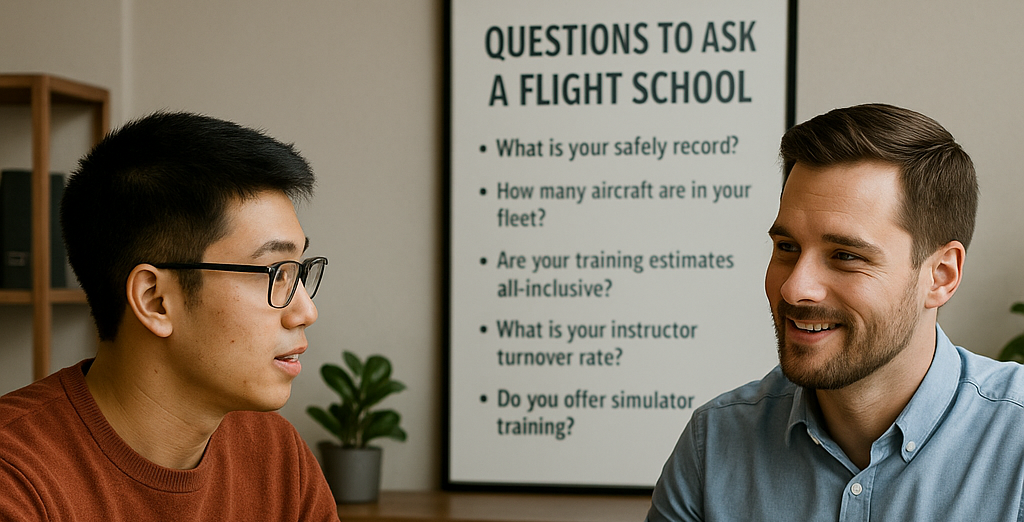 future pilot asking questions to flight school